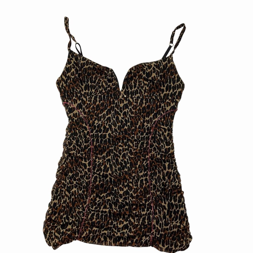 Betsey Johnson Y2K Leopard Swim Ruched Animal Print Tankini